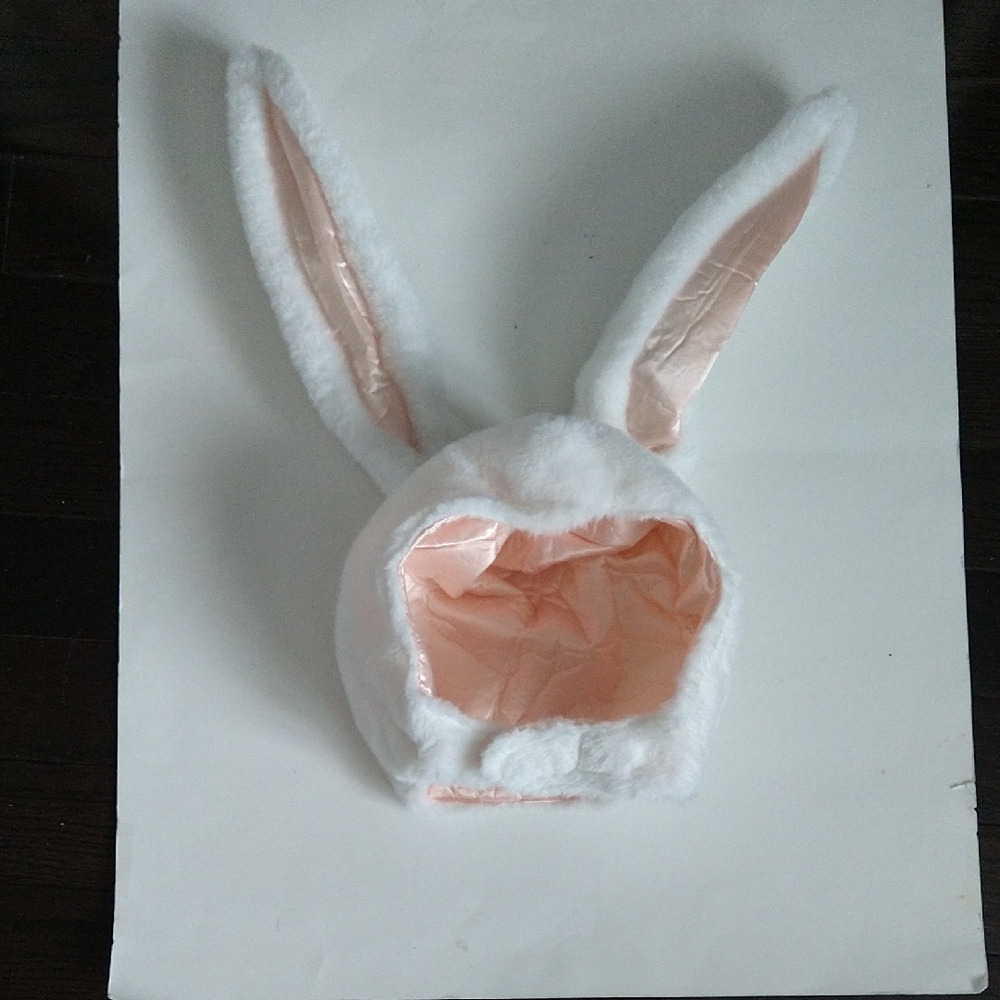 White and Pink Bunny Ear Hat
